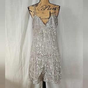 Vintage Colesce Collection Silver Slip Dress Size Large